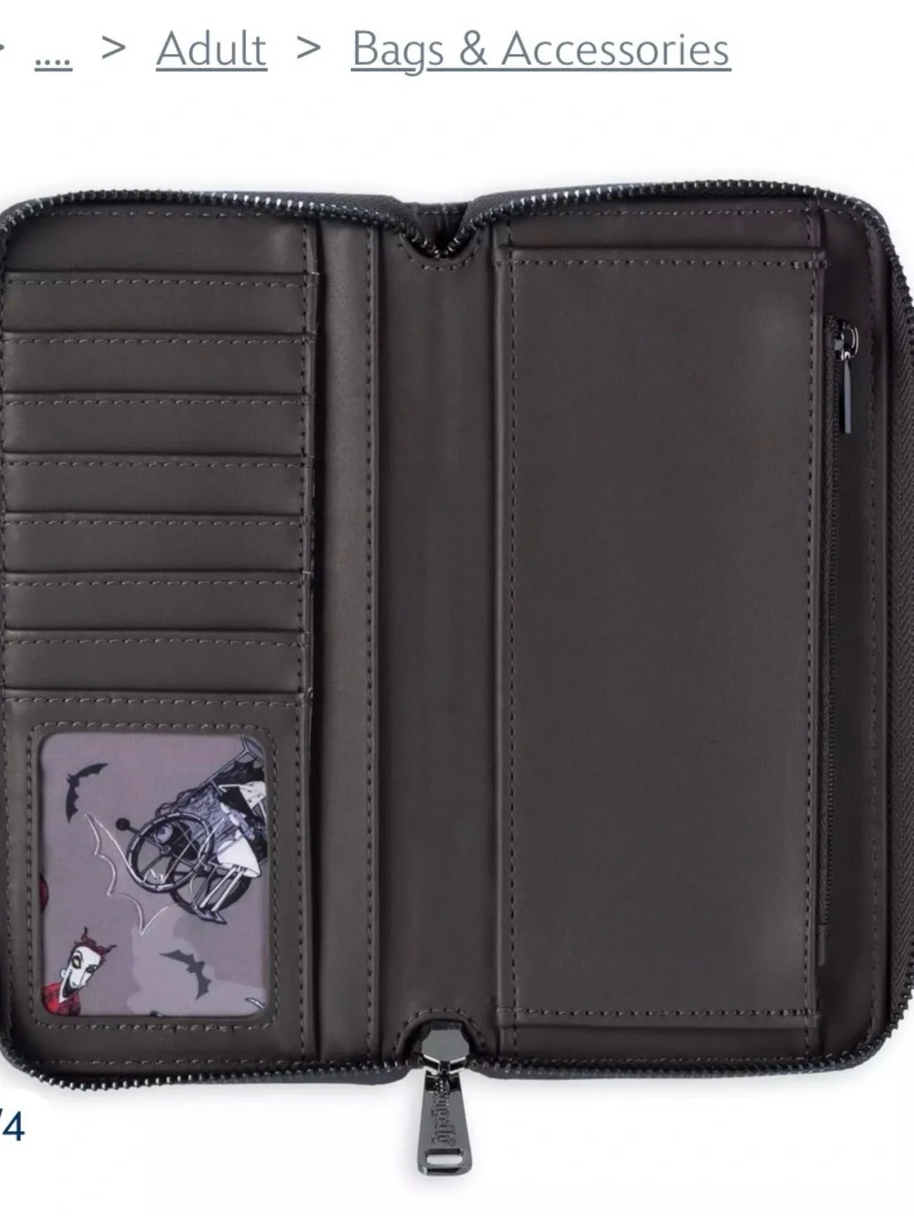 Disney Parks Loungefly Nightmare Before Christmas Gray Argyle Zip Wallet